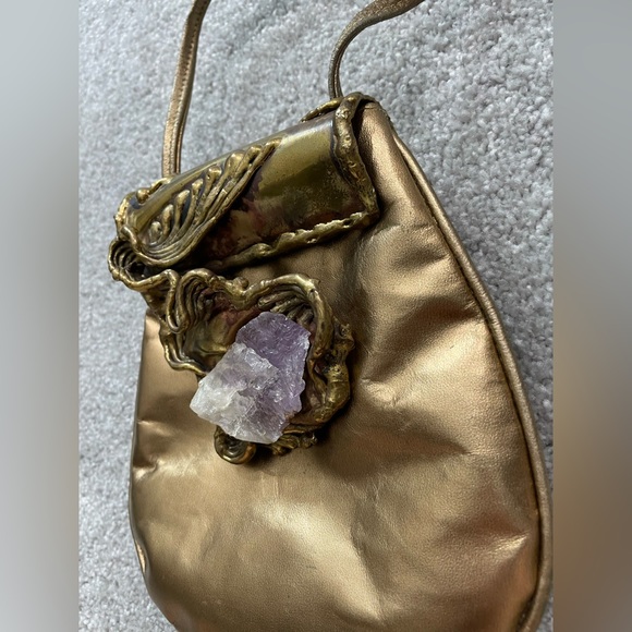 🚚MOVING SALE Vintage 1970 Carvalhu's Brutalist Amethyst Brass & bronze Leather - Picture 3 of 16